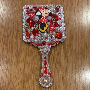Hand Crafted Red and Silver Decorative Hand Mirror